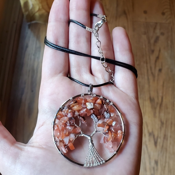 NWOT Tiger Eye Silver Tree of Life Necklace - Picture 6 of 7